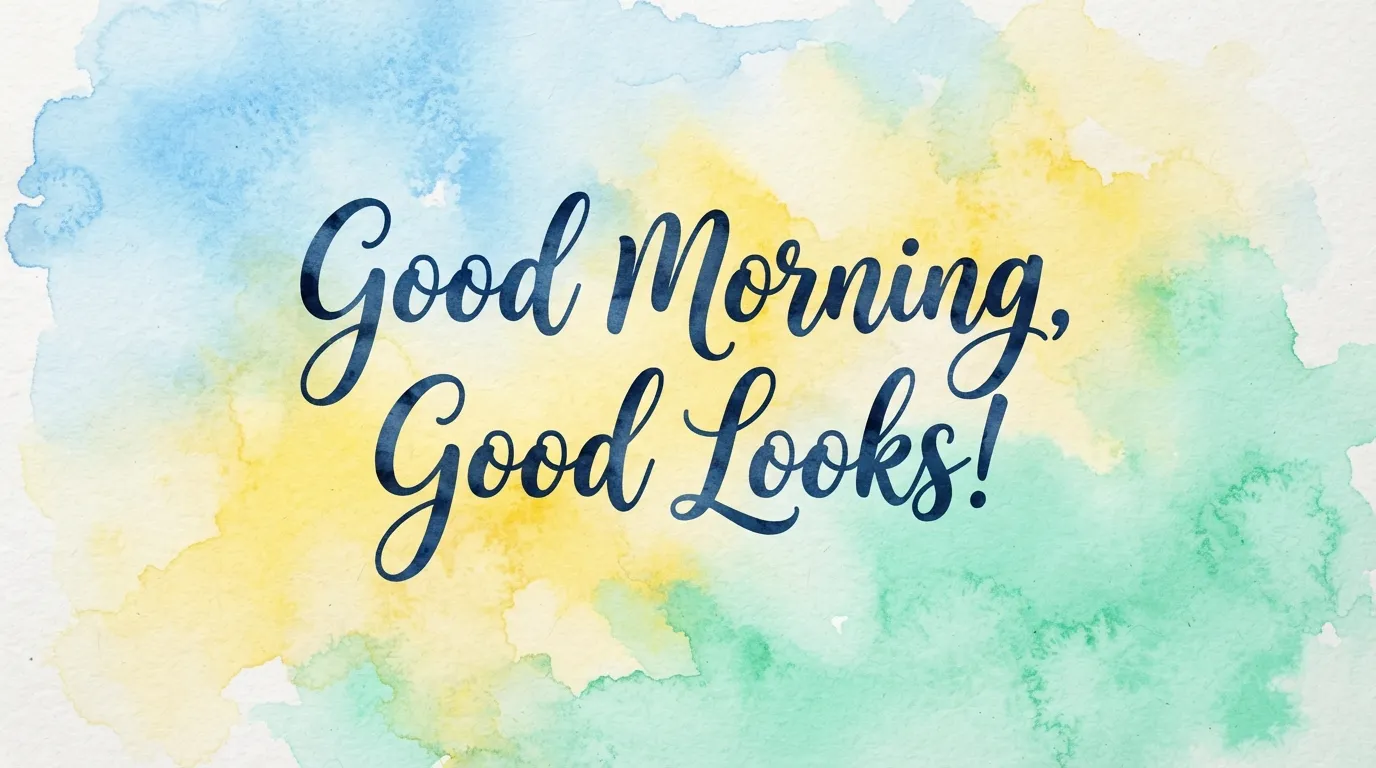 Colorful abstract watercolor background with positive good morning text.