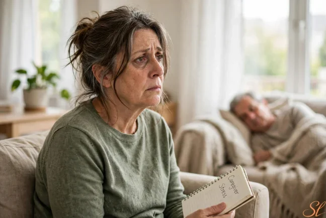 Stages of Caregiver Burnout - worried caregiver reflecting at home