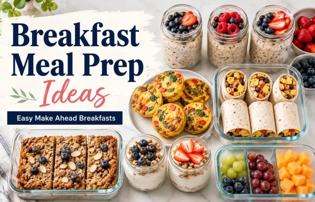 Breakfast Meal Prep Ideas with oats eggs and fruit
