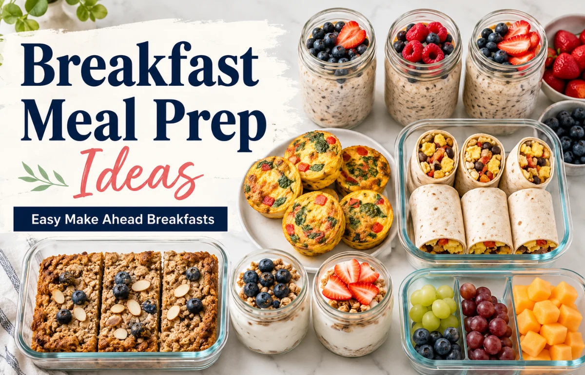 Breakfast Meal Prep Ideas with oats eggs and fruit