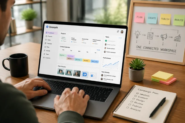 Oncepik connected workspace for creators and teams