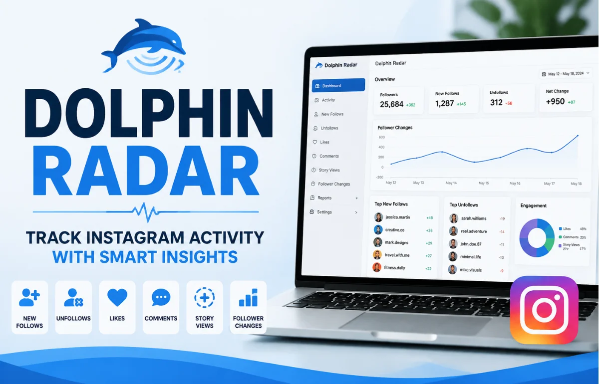 Dolphin Radar Instagram activity tracking dashboard