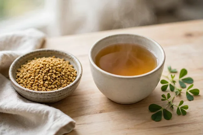 Foenegriek tea and seeds for digestion support