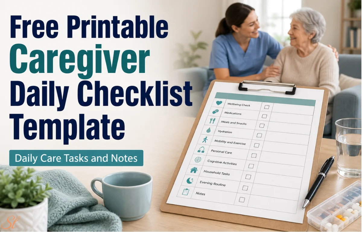 Free Printable Caregiver Daily Checklist Template with care tasks checklist and senior care items