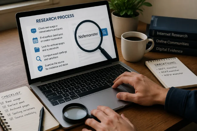Nsfemonster research process on laptop