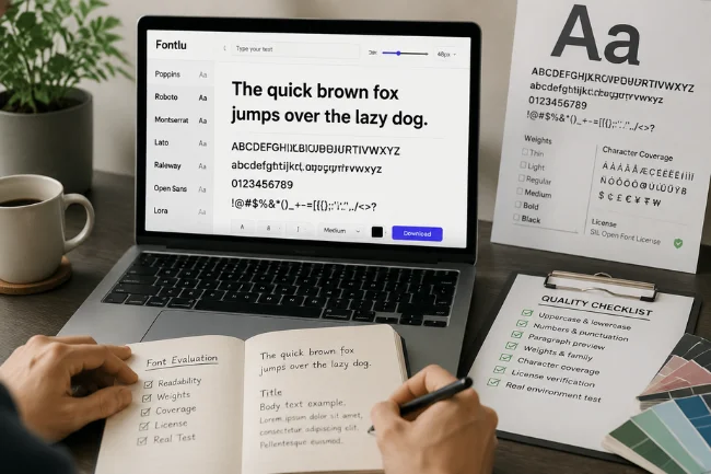 Fontlu font evaluation checklist for designers