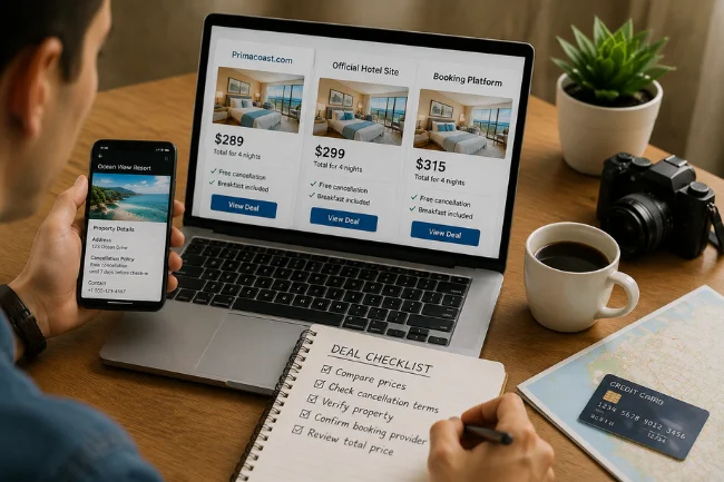 Primacoast.com deal comparison before booking travel