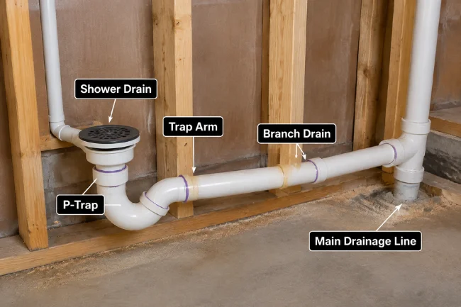 Shower Drain Plumbing Diagram water path layout