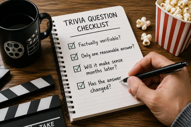Pop Culture Trivia question checklist writing tips