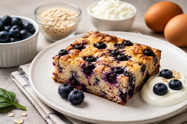Blueberry Cottage Cheese Breakfast Bake healthy recipe