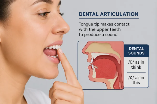 Dentiloquent vs dental articulation comparison