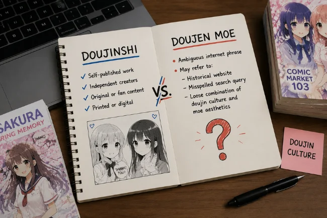 Doujen Moe vs Doujinshi comparison guide