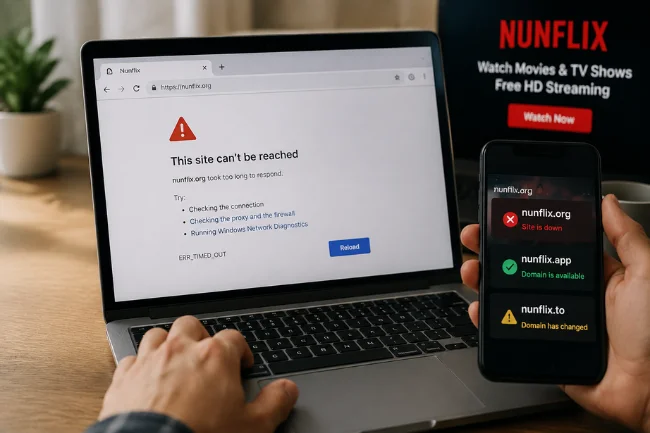 Nunflix down domain change status check