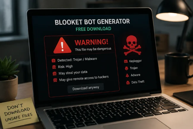 Blooket Bot malware download warning