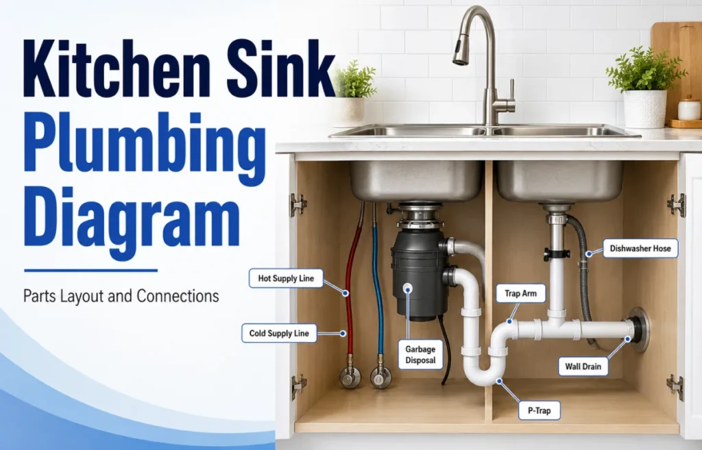 Kitchen Sink Plumbing Diagram with labeled parts