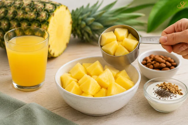 Fresh pineapple portion size with healthy diet balance