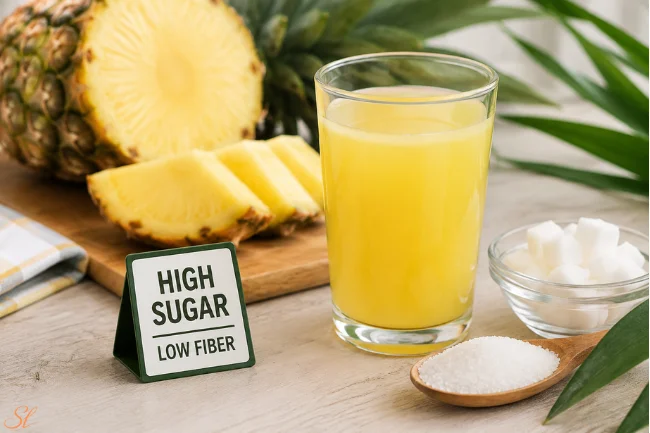 Fresh Pineapple vs Pineapple Juice sugar comparison