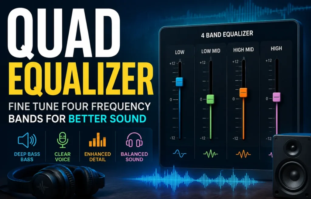Quad Equalizer audio control interface with four frequency bands