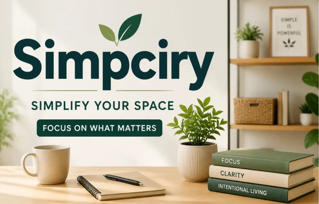 Simpciry minimalist living space with organized desk and plants