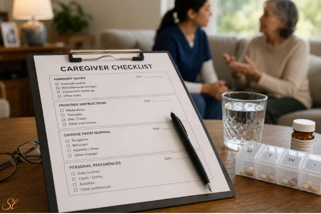 Free Printable Caregiver Daily Checklist Template with missed care sections checklist