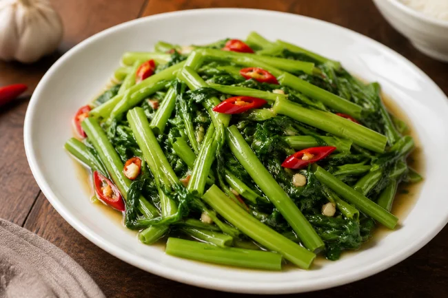 Yalla Choy stir fried water spinach with garlic and chili