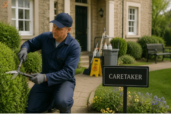 Caretaker maintaining property and grounds
