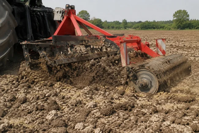 Messeregge breaking soil clods in field