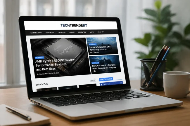 TechTrendery.com content overview on laptop screen