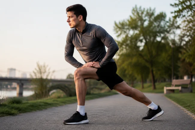 Dynamic Warmup for Running lunge exercise