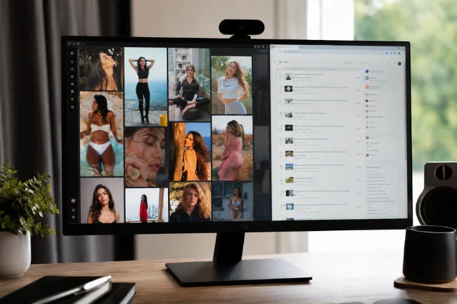 Scrolller visual discovery browsing interface on desktop monitor
