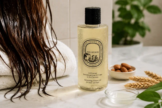 Diptyque the Art of Body Care Revitalizing Shower Gel Hair cleanser bottle