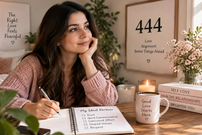 444 Angel Number Meaning in love and relationships reflection scene