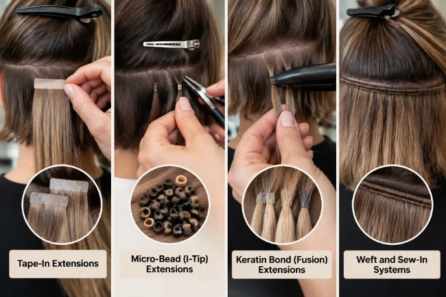 Short Hair Extensions application techniques