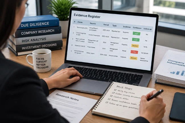 Research Dossier for Target Company evidence register