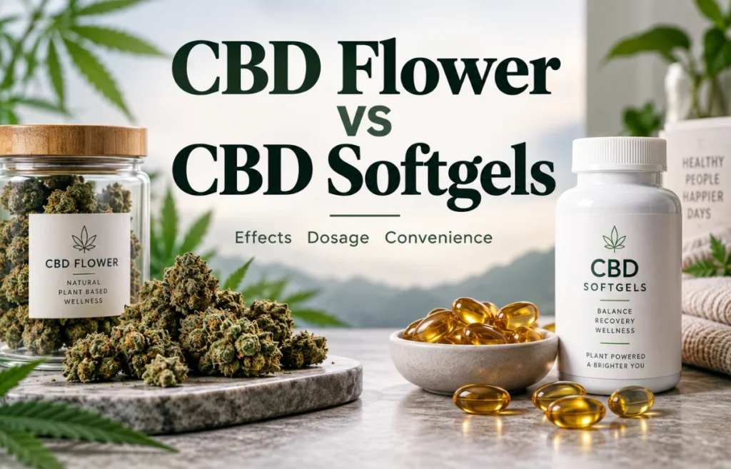 CBD Flower vs CBD Softgels comparison image