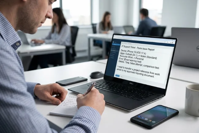 "Your Organization's Data Cannot Be Pasted Here" IT support report