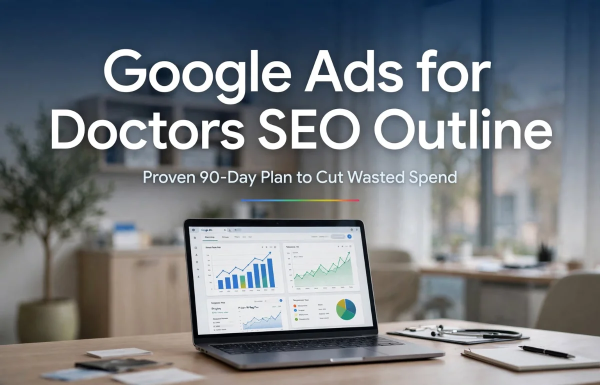 Google Ads for Doctors SEO Outline on laptop in medical clinic