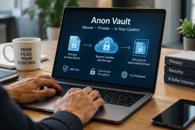 Anon Vault end-to-end encryption privacy model for secure files
