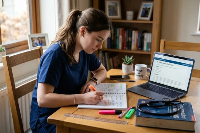 Nursing student reviewing RN Fundamentals 2016 70 Questions rationales
