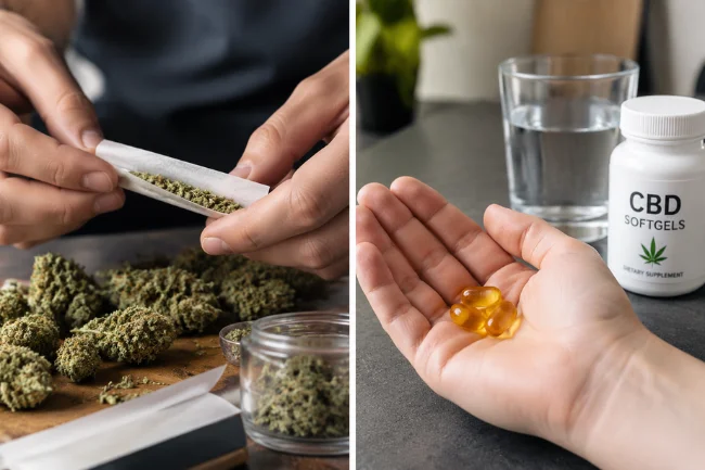 CBD Flower vs CBD Softgels consumption methods