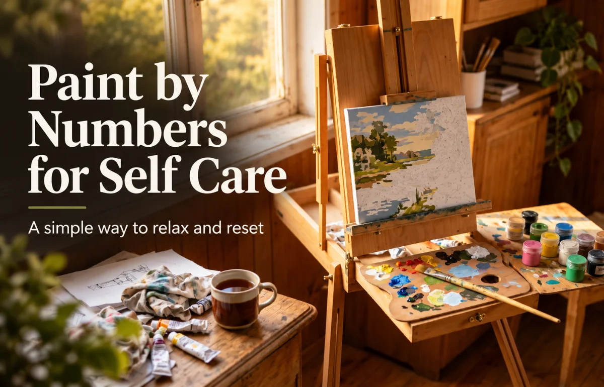 Paint by Numbers for Self Care painting workspace