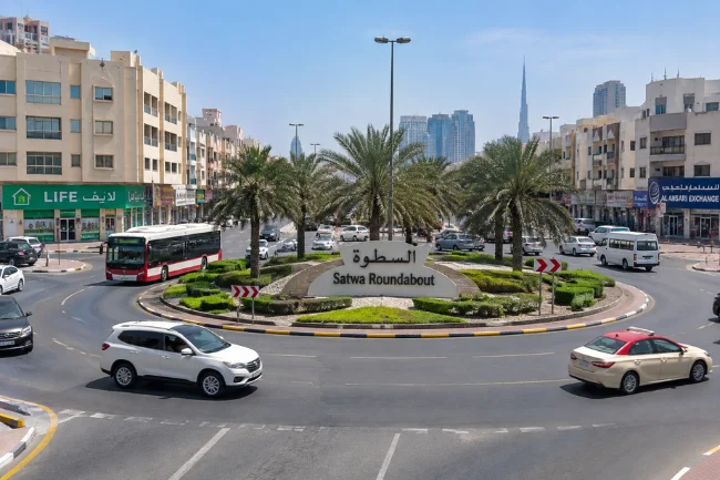 Satwa Roundabout Dubai traffic
