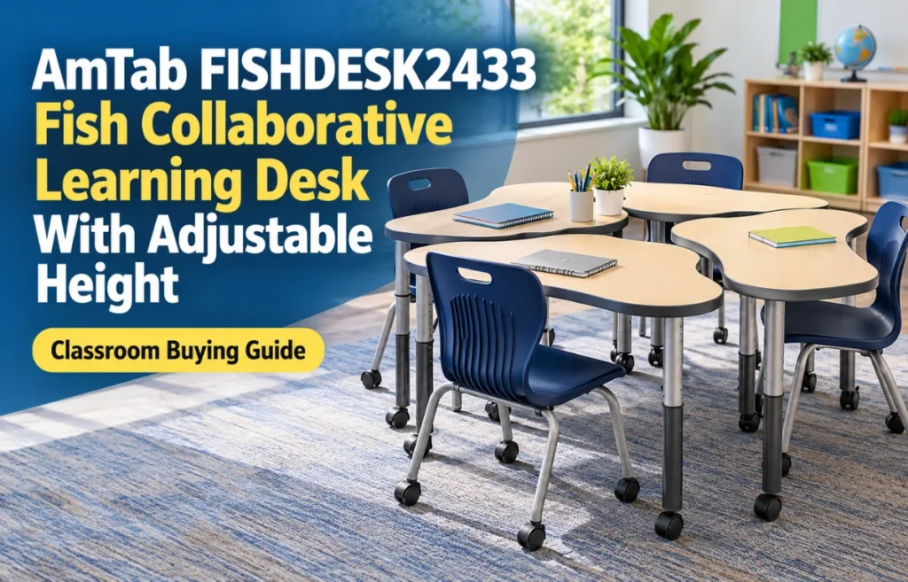 AmTab FISHDESK2433 Fish Collaborative Learning Desk With Adjustable Height