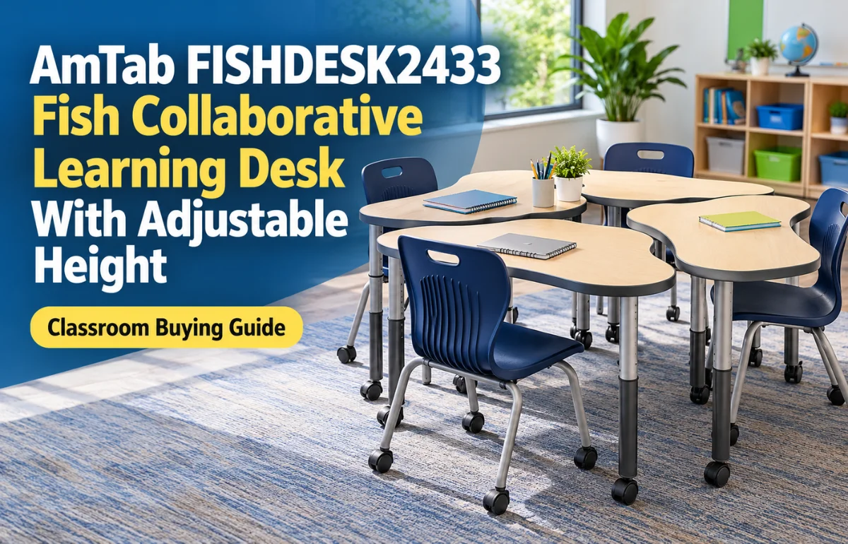 AmTab FISHDESK2433 Fish Collaborative Learning Desk With Adjustable Height