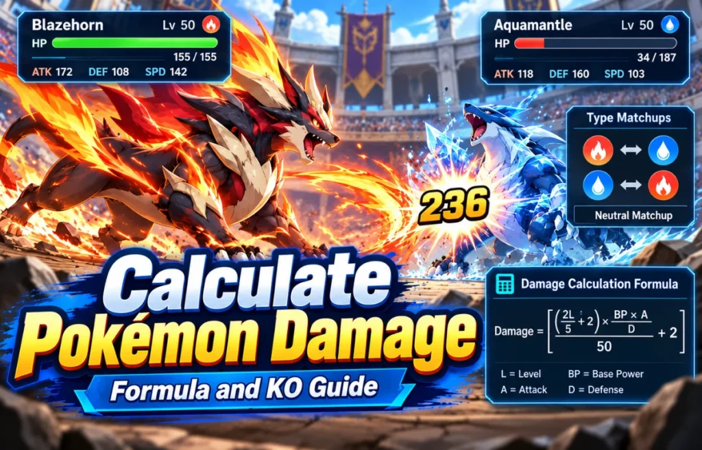 Calculate Pokémon Damage with battle stats and formula