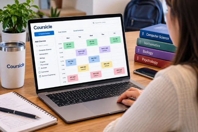 Coursicle visual class schedule builder on laptop