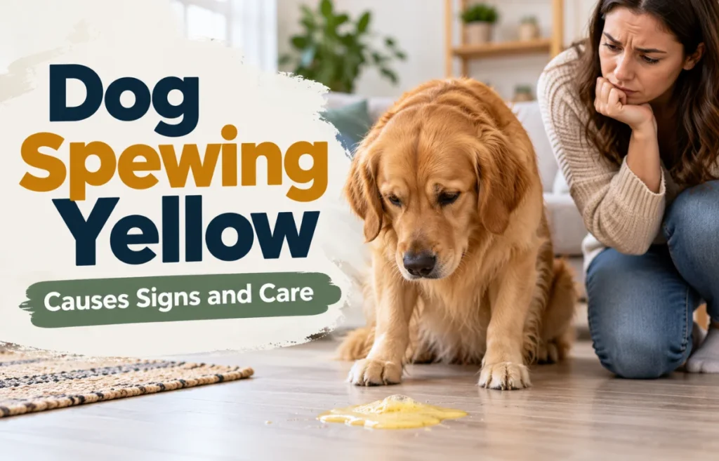 Dog Spewing Yellow with concerned owner