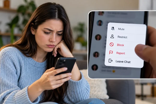 Social Media and Body Image – Woman Blocking Unwanted Comments