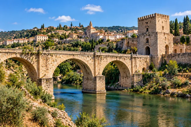 Al-Kântara historic stone bridge and riverside town