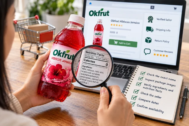 Checking Okfrut drink authenticity and nutrition label